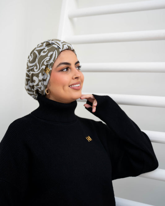 Stylish Patterned - Green Ecru