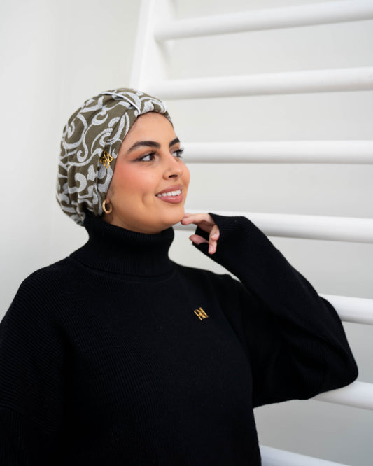 Stylish Patterned - Green Ecru